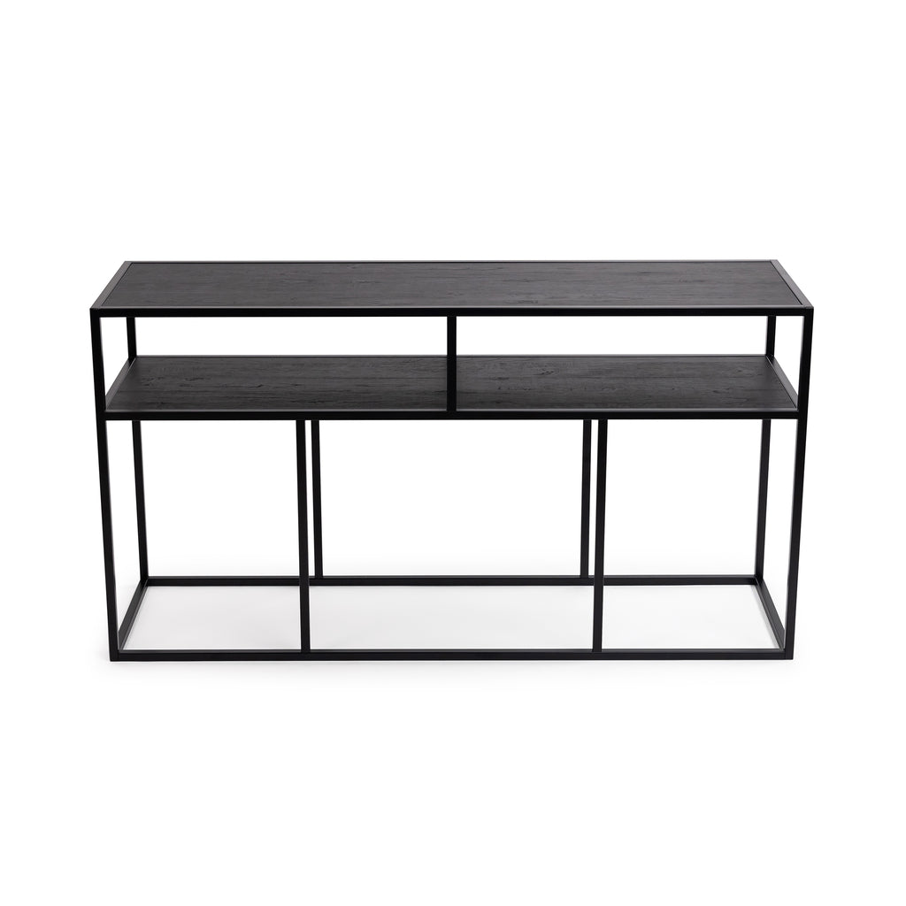 Console Teun 150 cm, kleur zwart / zwart eiken