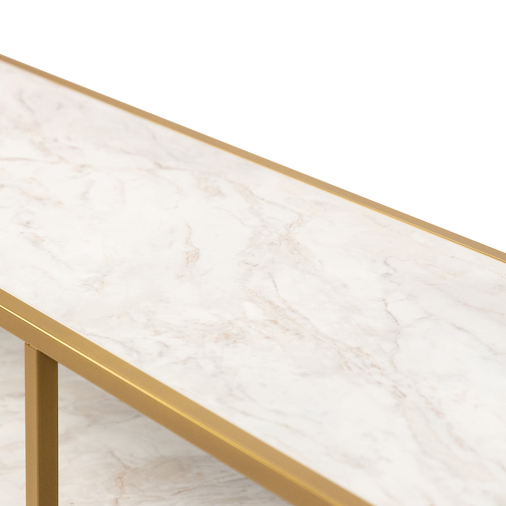 Console Teun 200 cm, kleur goud / wit marmer