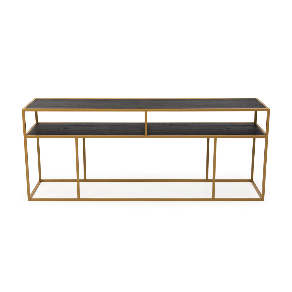 Console Teun 200 cm, kleur goud / zwart eiken