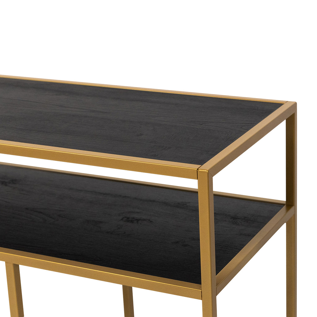 Console Teun 200 cm, kleur goud / zwart eiken