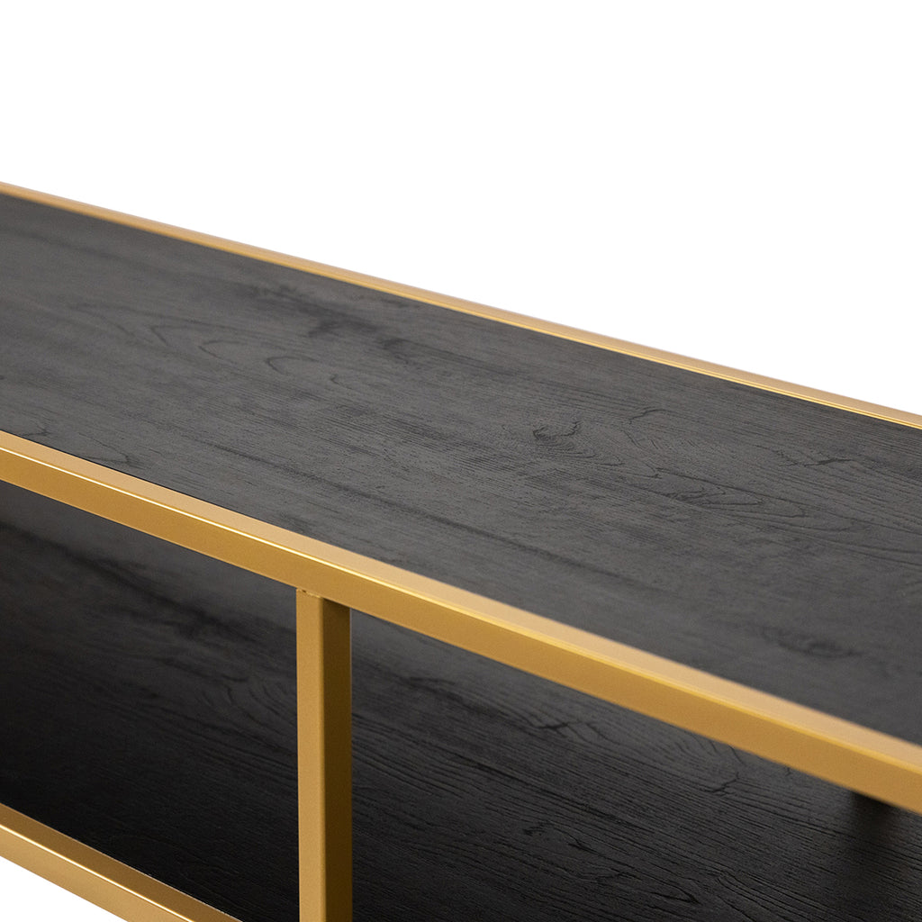 Console Teun 200 cm, kleur goud / zwart eiken