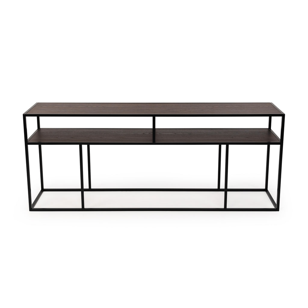 Console Teun 200 cm, kleur zwart / bruin hout