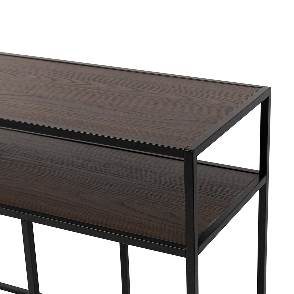 Console Teun 200 cm, kleur zwart / bruin hout