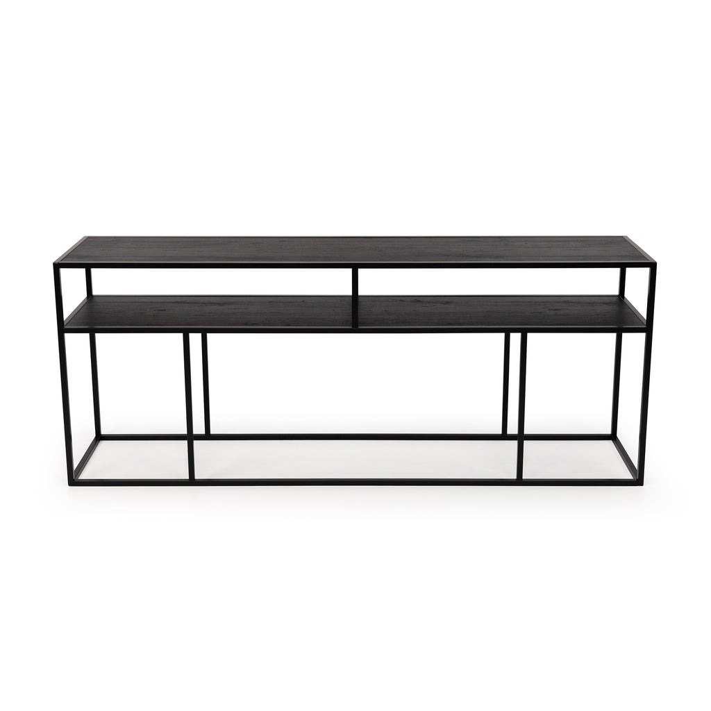 Console Teun 200 cm, kleur zwart / zwart eiken