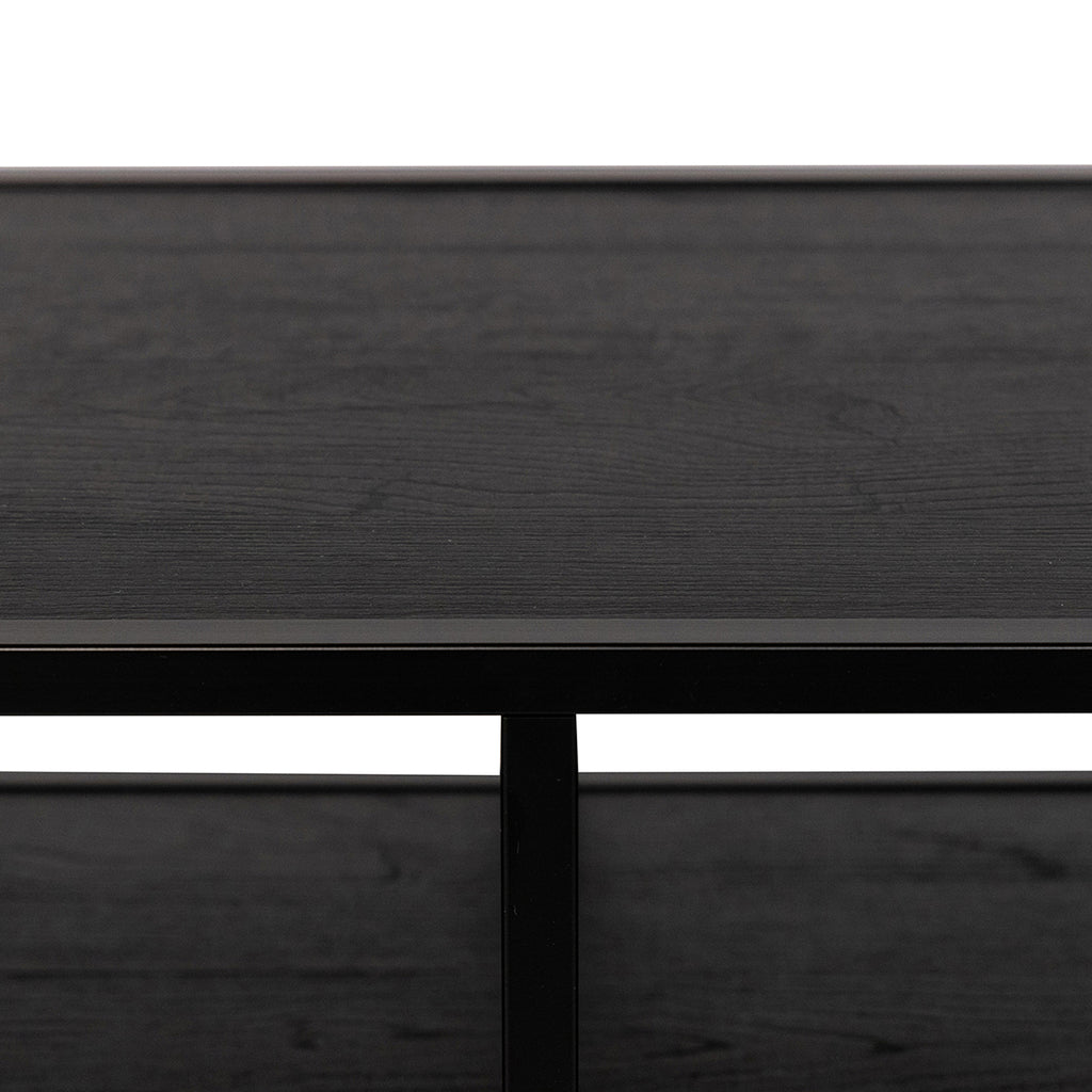 Console Teun 200 cm, kleur zwart / zwart eiken