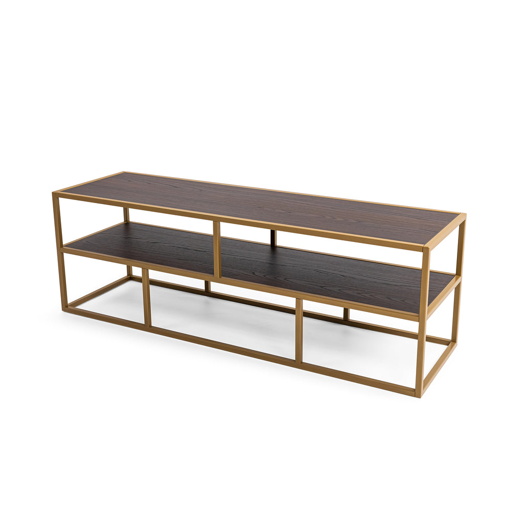 Tv-meubel Luuk 150cm, kleur goud / bruin hout