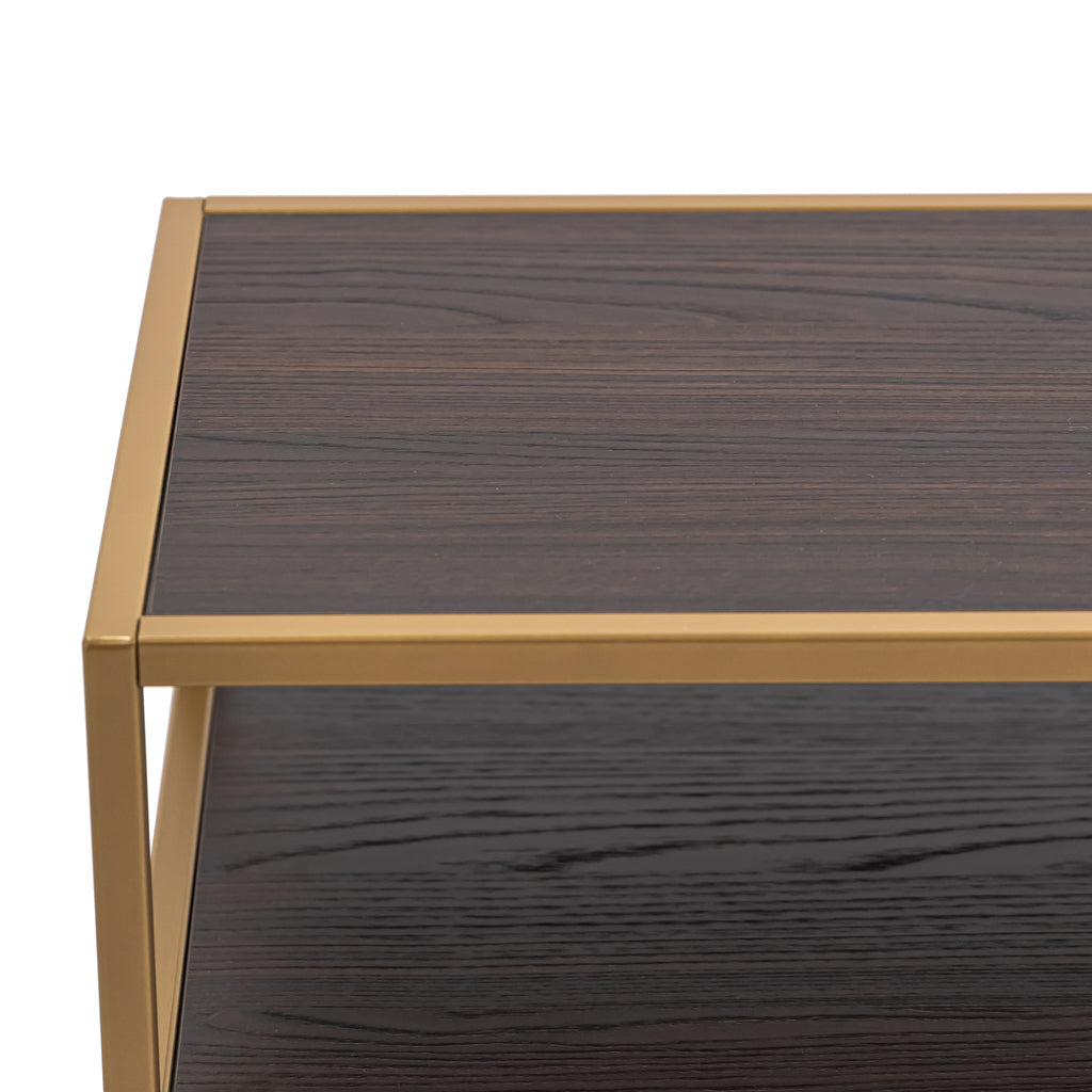 Tv-meubel Luuk 150cm, kleur goud / bruin hout