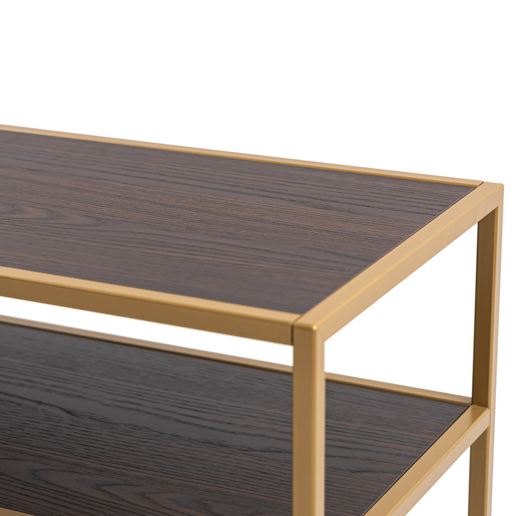 Tv-meubel Luuk 150cm, kleur goud / bruin hout