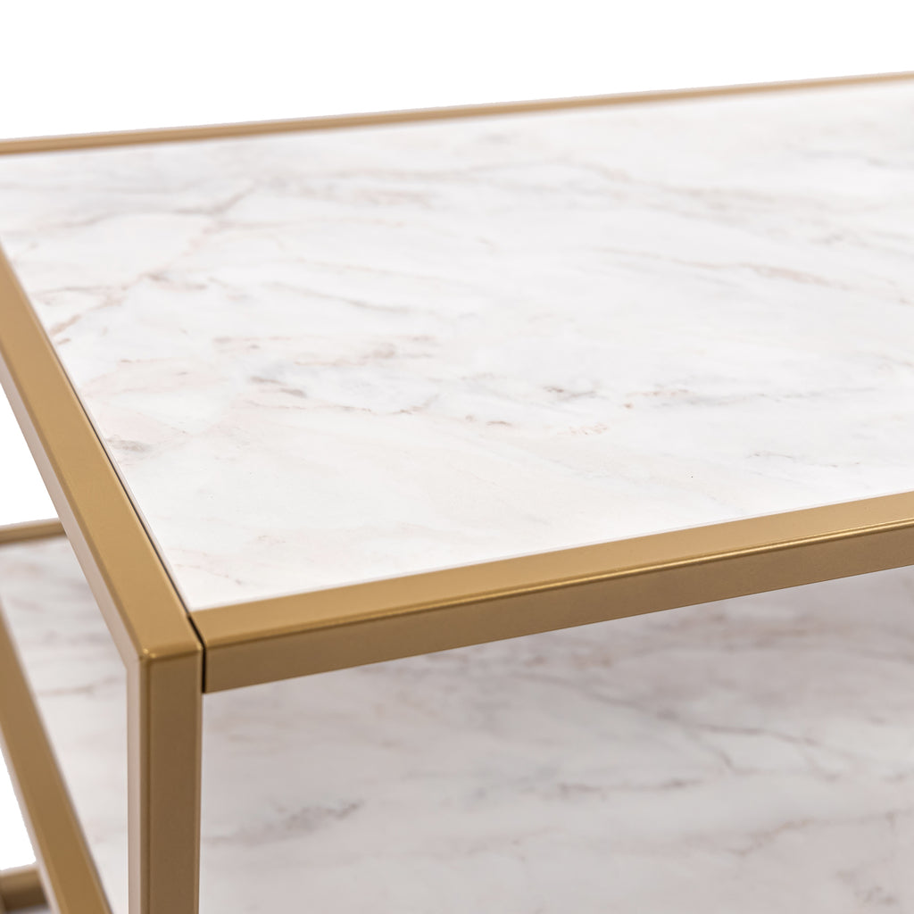 Tv-meubel Luuk 150cm, kleur goud / wit marmer