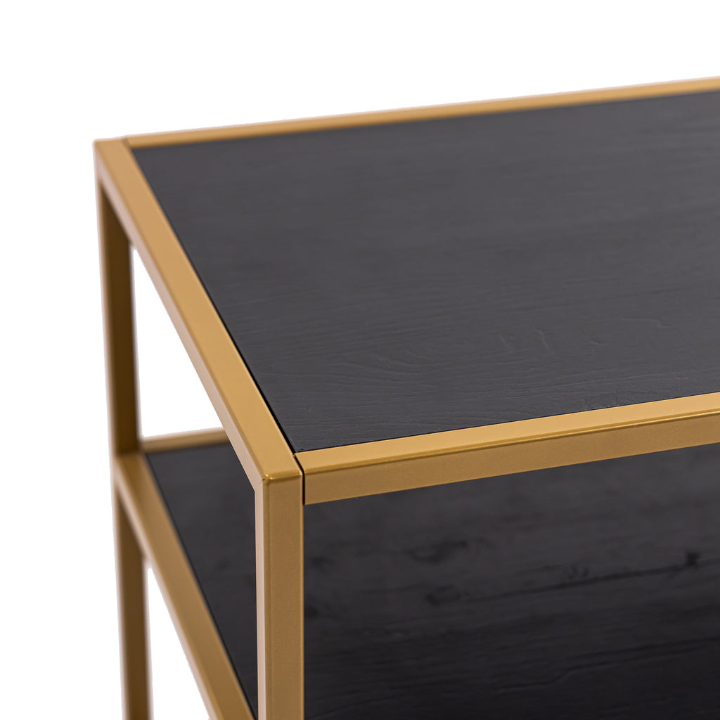 Tv-meubel Luuk 150cm, kleur goud / zwart eiken