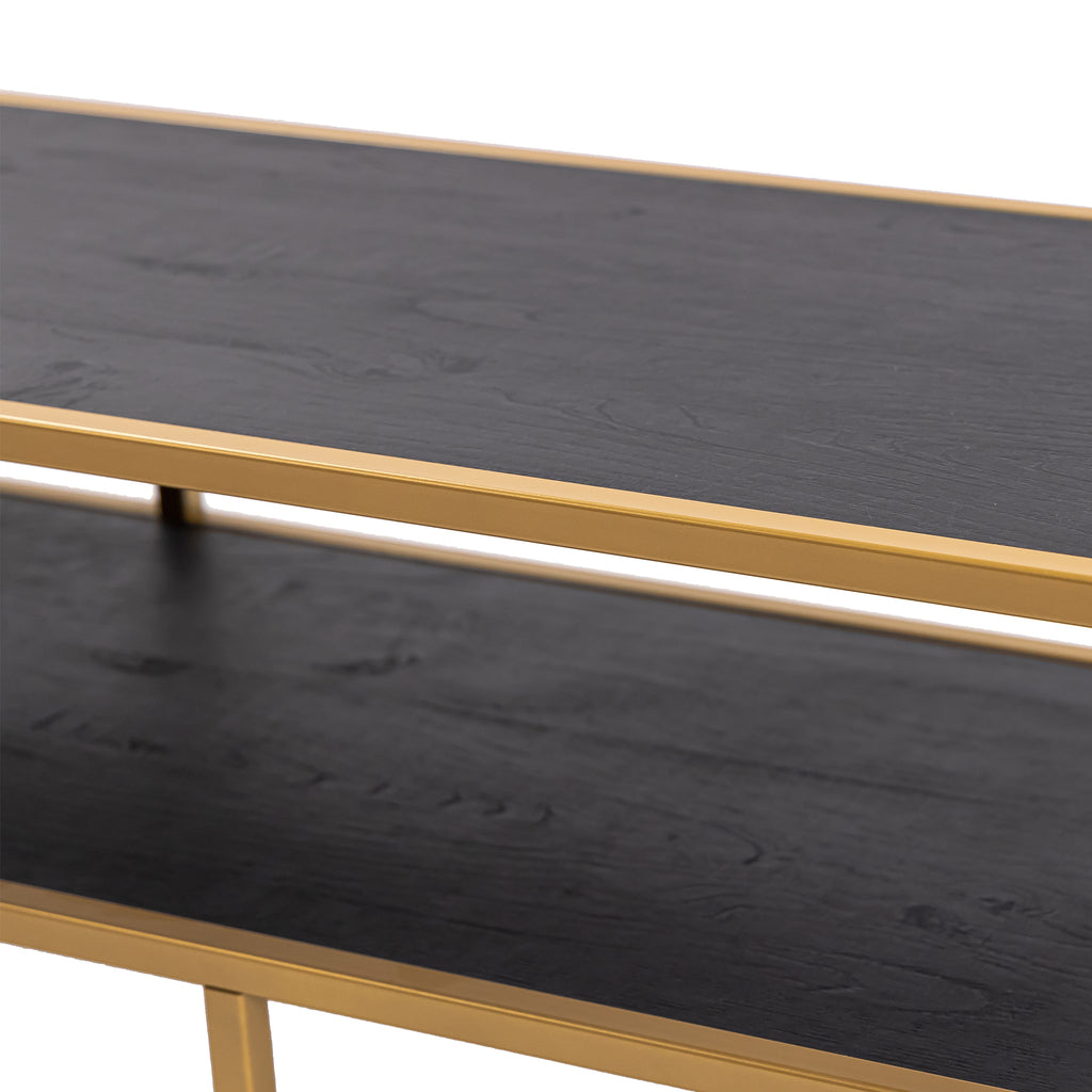 Tv-meubel Luuk 150cm, kleur goud / zwart eiken