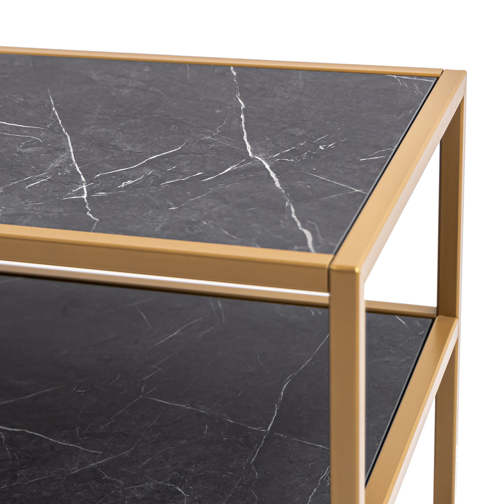 Tv-meubel Luuk 150cm, kleur goud / zwart marmer