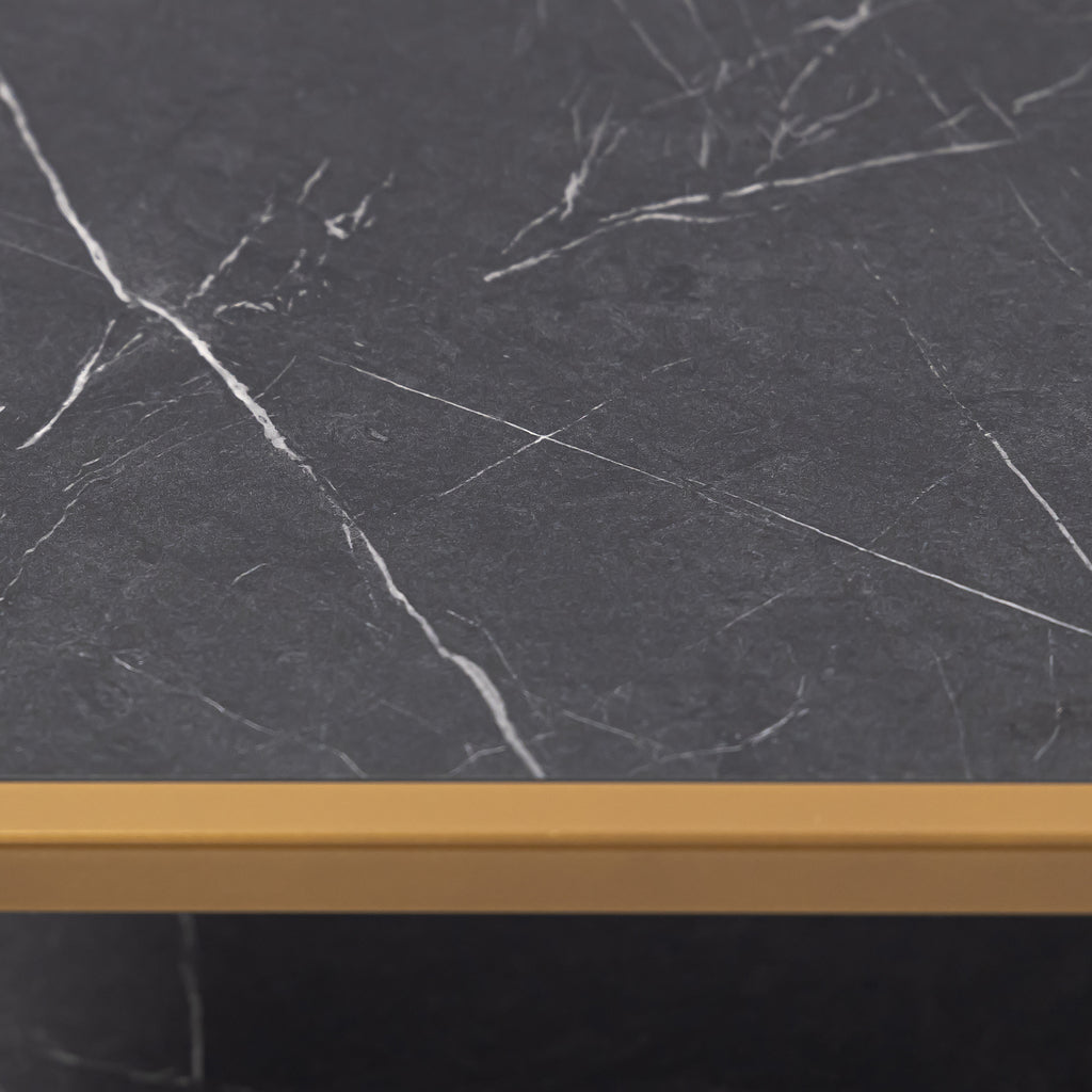 Tv-meubel Luuk 150cm, kleur goud / zwart marmer