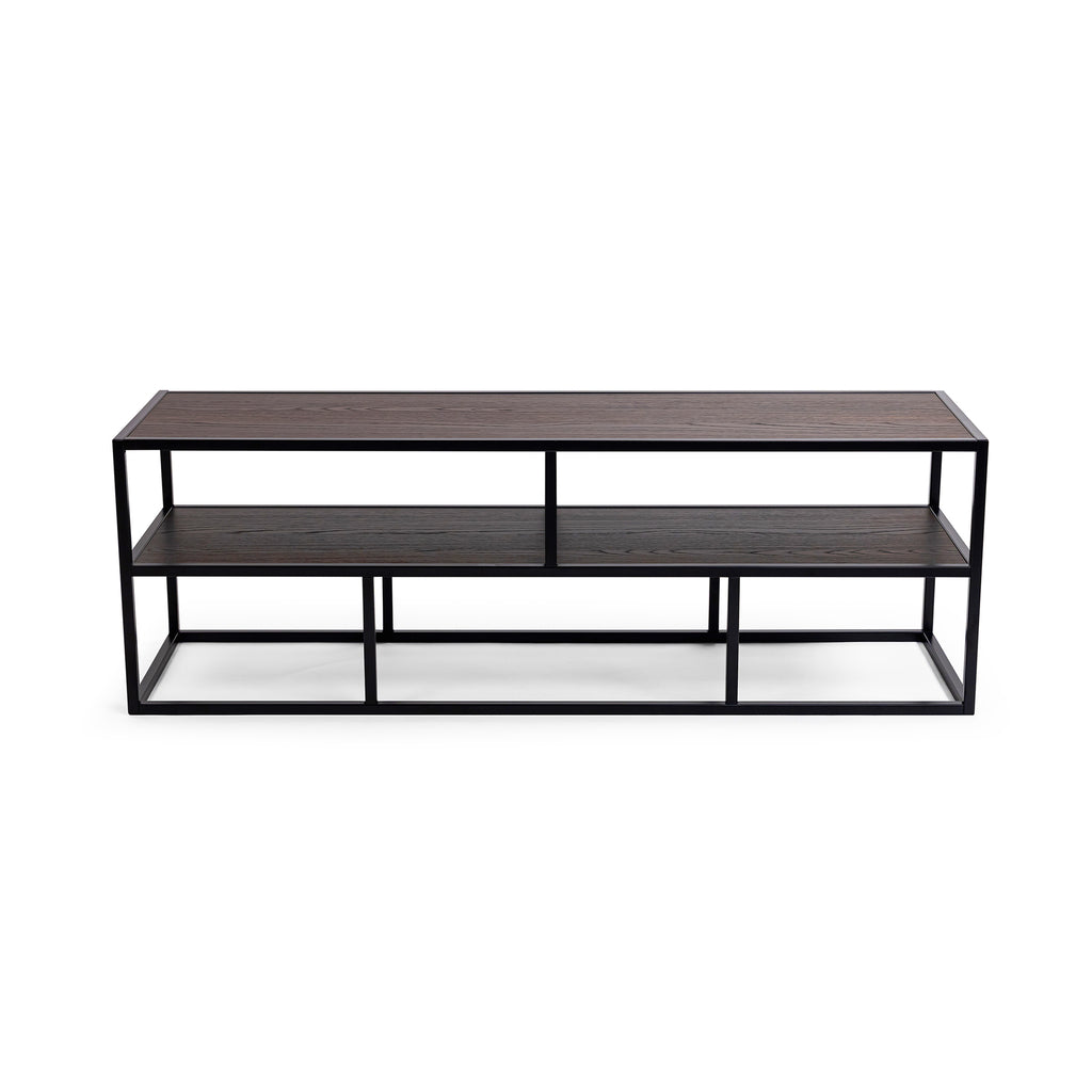 Tv-meubel Luuk 150cm, kleur zwart / bruin hout