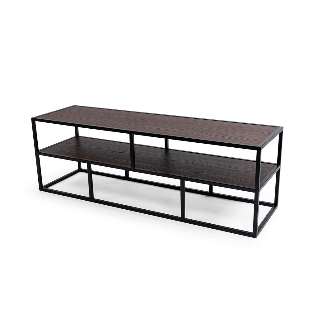 Tv-meubel Luuk 150cm, kleur zwart / bruin hout