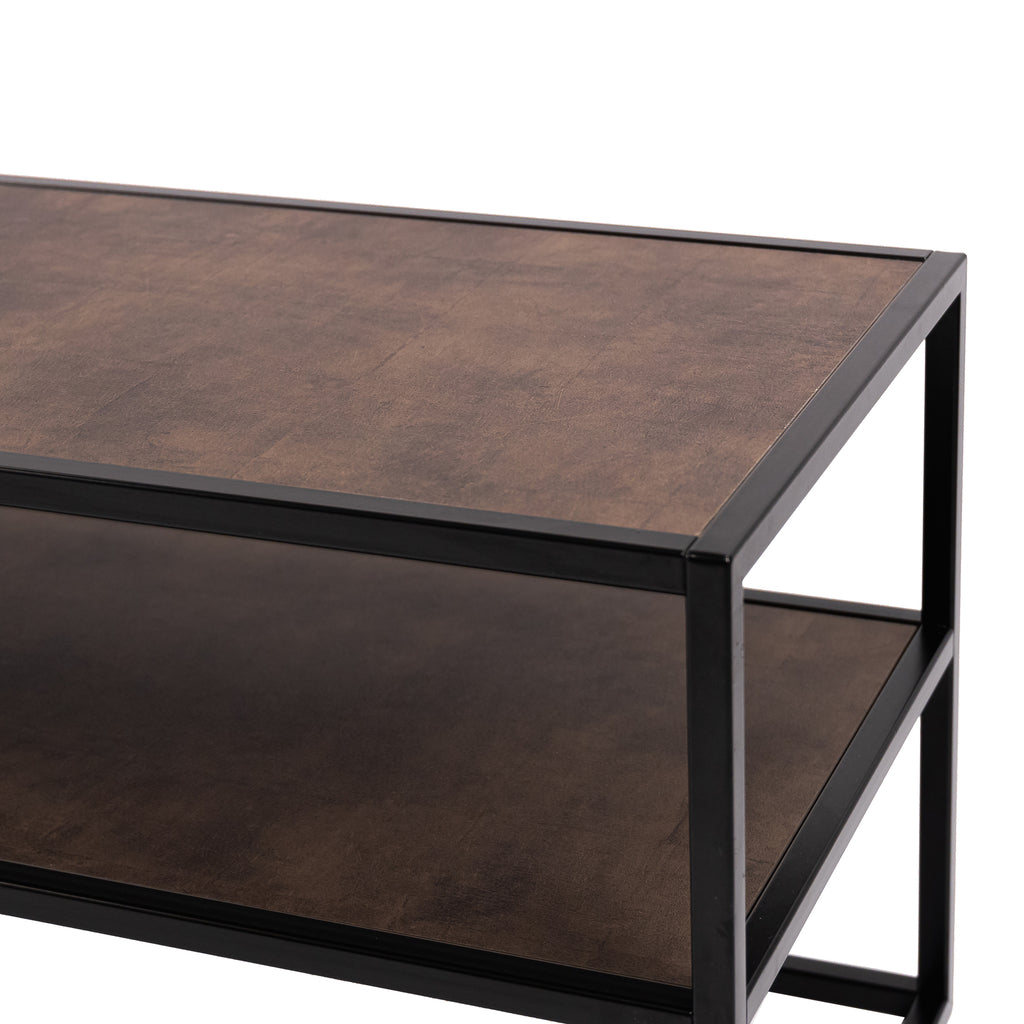 Tv-meubel Luuk 150cm, kleur zwart / lederlook bruin