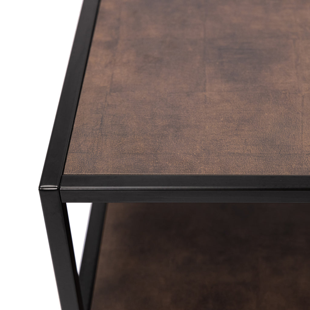 Tv-meubel Luuk 150cm, kleur zwart / lederlook bruin