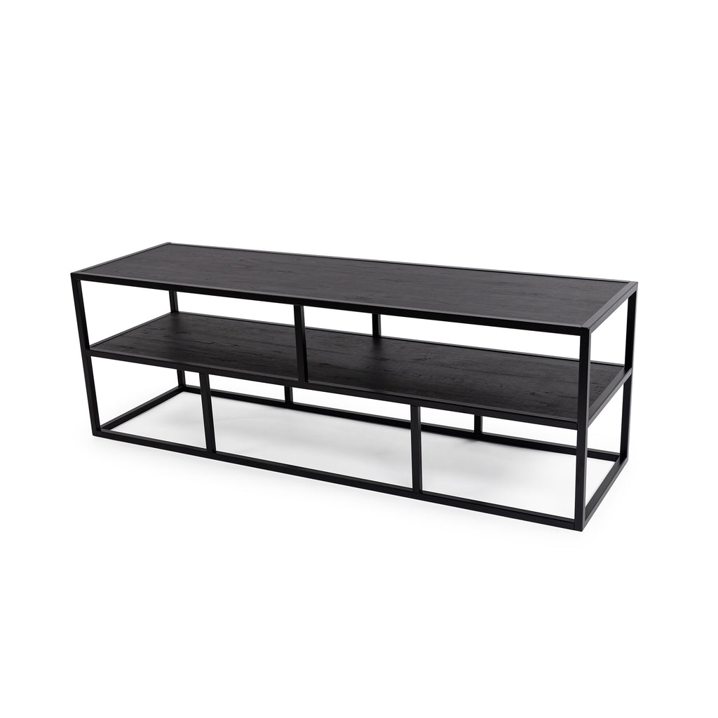 Tv-meubel Luuk 150cm, kleur zwart / zwart eiken