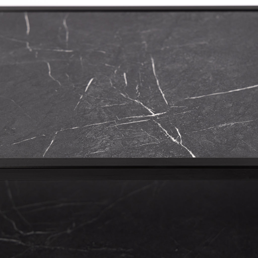 Tv-meubel Luuk 150cm, kleur zwart / zwart marmer