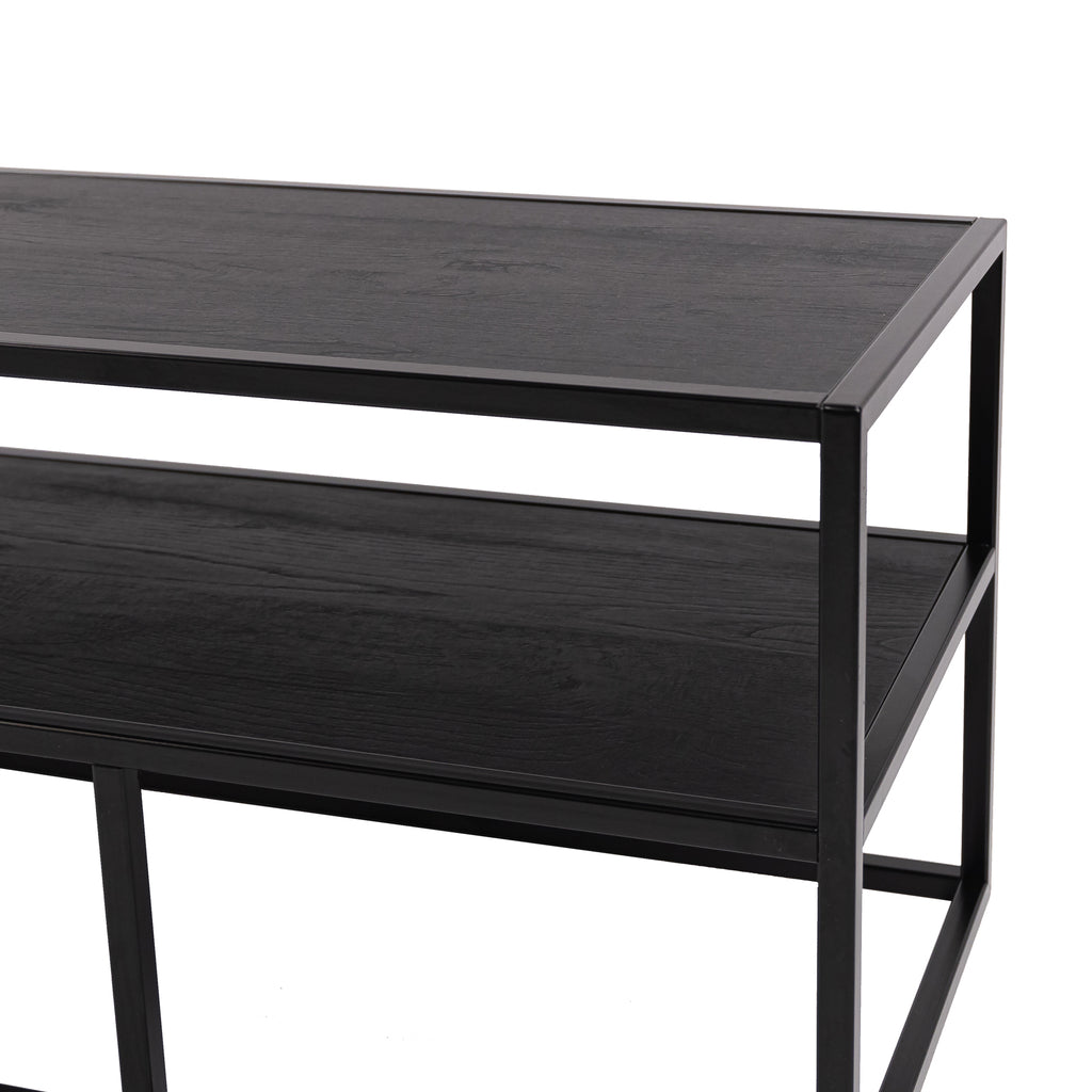 Tv-meubel Luuk 200cm, kleur zwart / zwart eiken