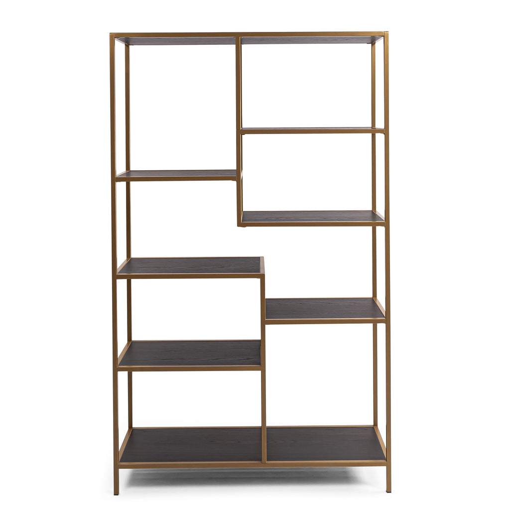 Vakkenkast 'Guus' 120 x 200cm, kleur goud / bruin hout