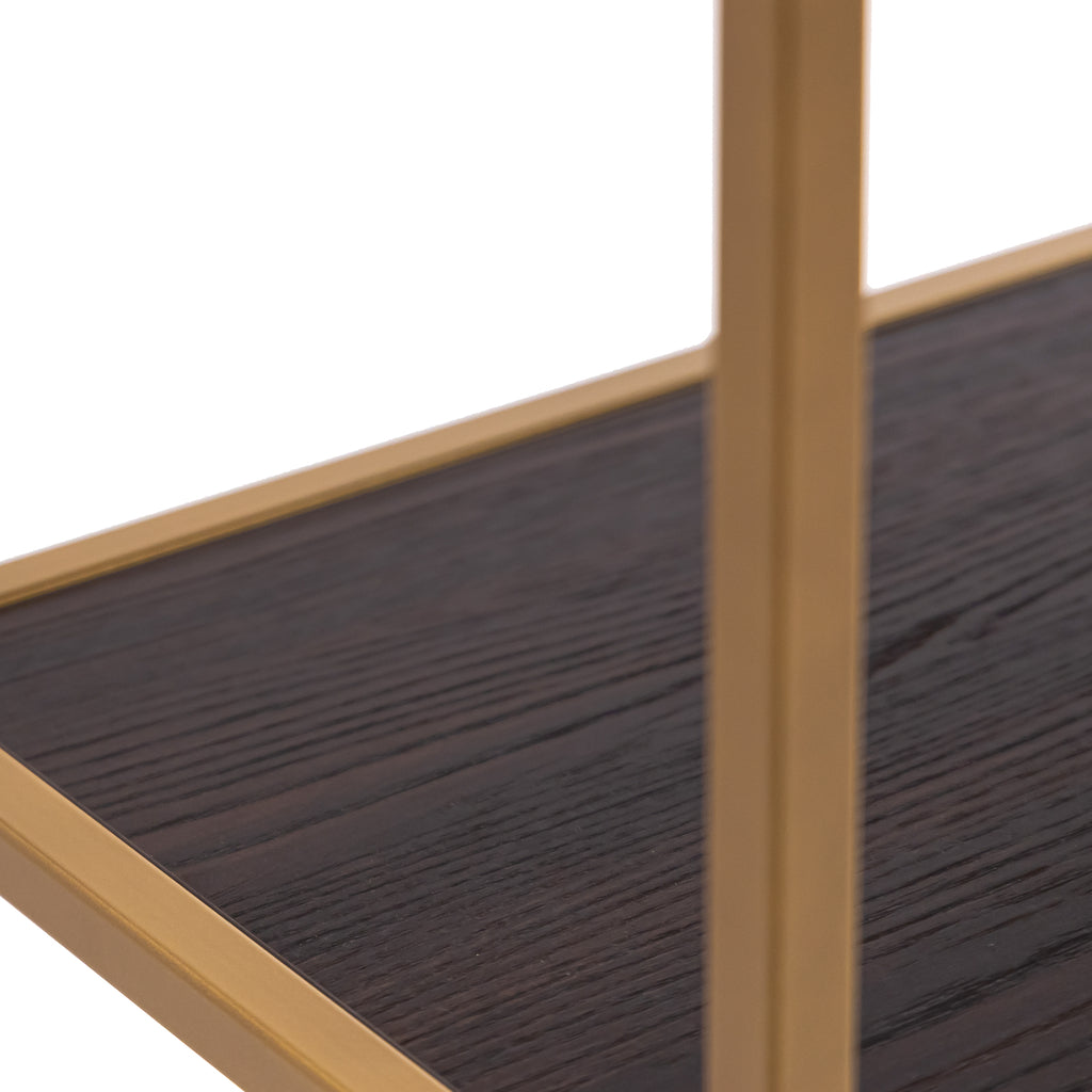 Vakkenkast 'Guus' 120 x 200cm, kleur goud / bruin hout