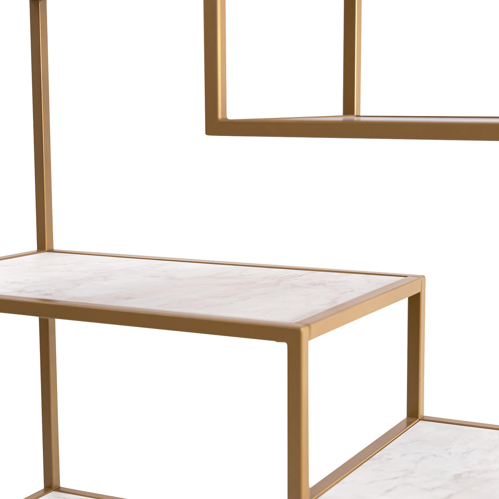 Vakkenkast 'Guus' 120 x 200cm, kleur goud / wit marmer