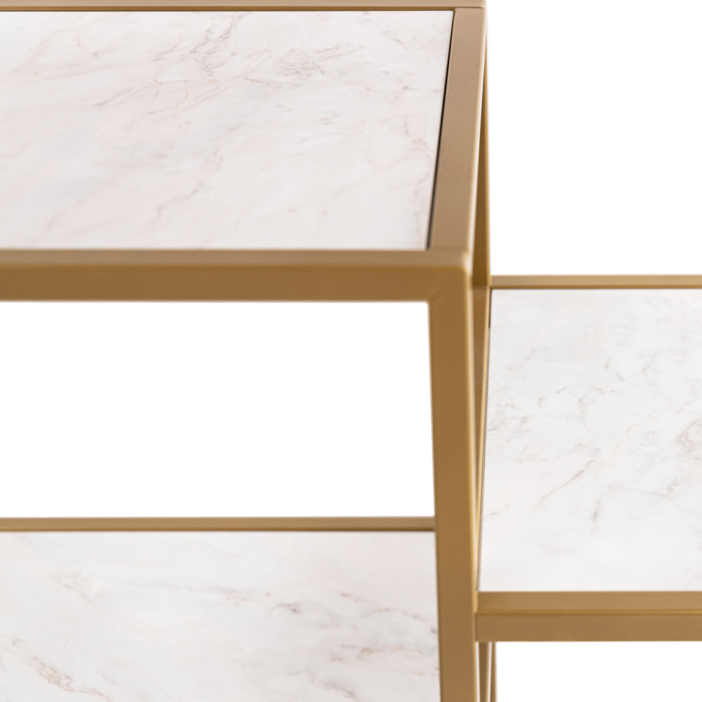 Vakkenkast 'Guus' 120 x 200cm, kleur goud / wit marmer