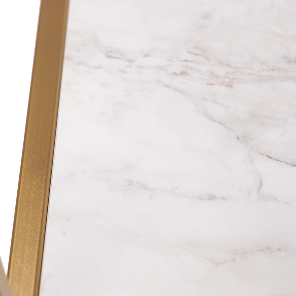 Vakkenkast 'Guus' 120 x 200cm, kleur goud / wit marmer