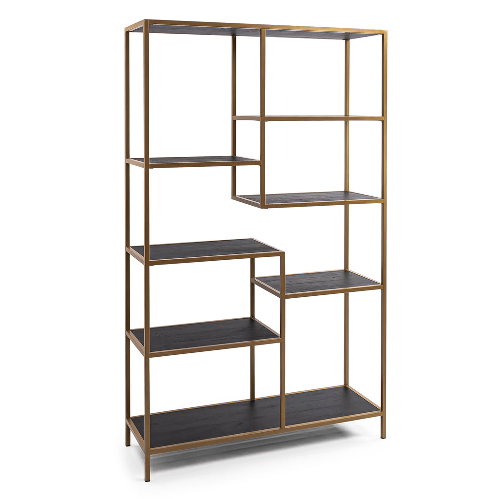 Vakkenkast 'Guus' 120 x 200cm, kleur goud / zwart eiken