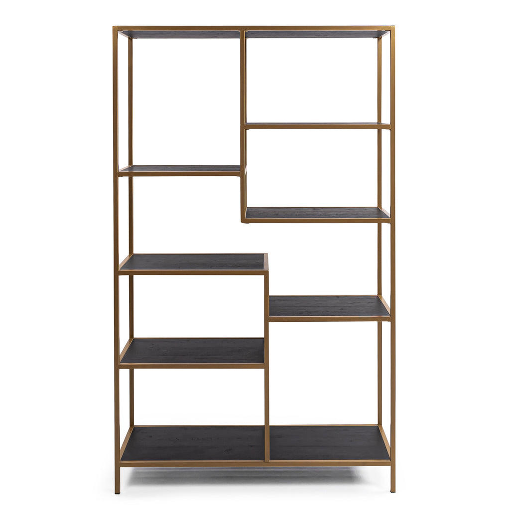 Vakkenkast 'Guus' 120 x 200cm, kleur goud / zwart eiken