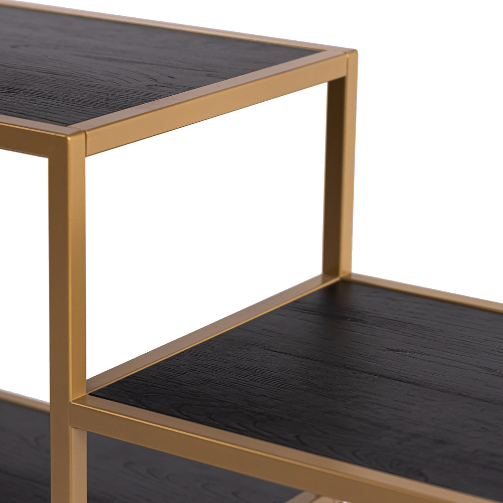 Vakkenkast 'Guus' 120 x 200cm, kleur goud / zwart eiken