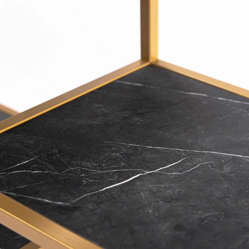 Vakkenkast 'Guus' 120 x 200cm, kleur goud / zwart marmer