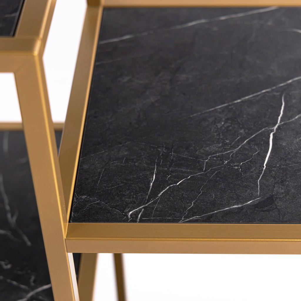 Vakkenkast 'Guus' 120 x 200cm, kleur goud / zwart marmer