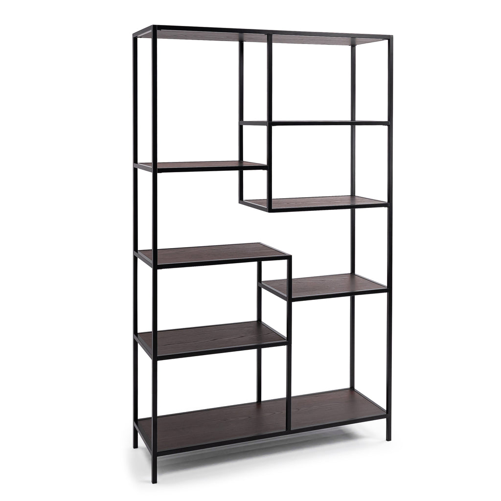 Vakkenkast 'Guus' 120 x 200cm, kleur zwart / bruin hout