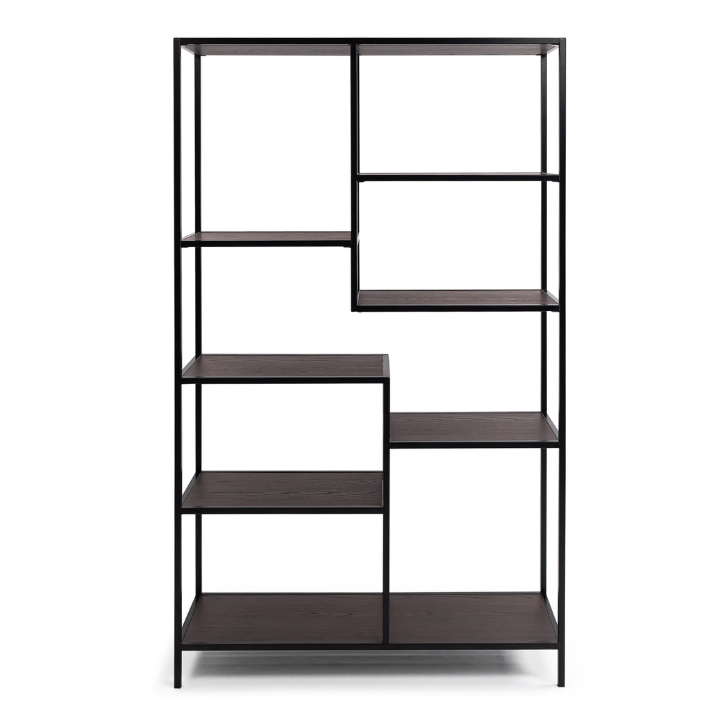 Vakkenkast 'Guus' 120 x 200cm, kleur zwart / bruin hout