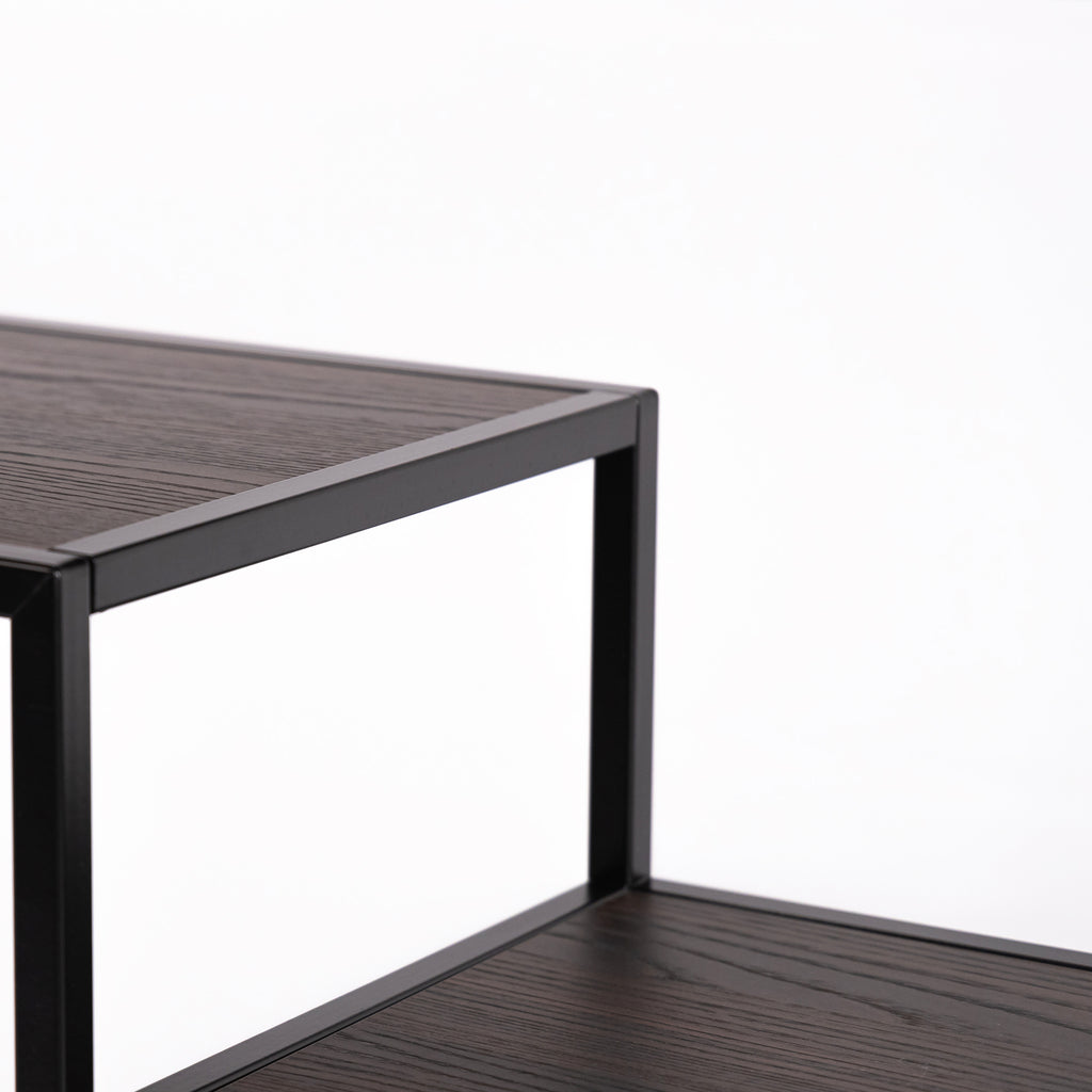 Vakkenkast 'Guus' 120 x 200cm, kleur zwart / bruin hout