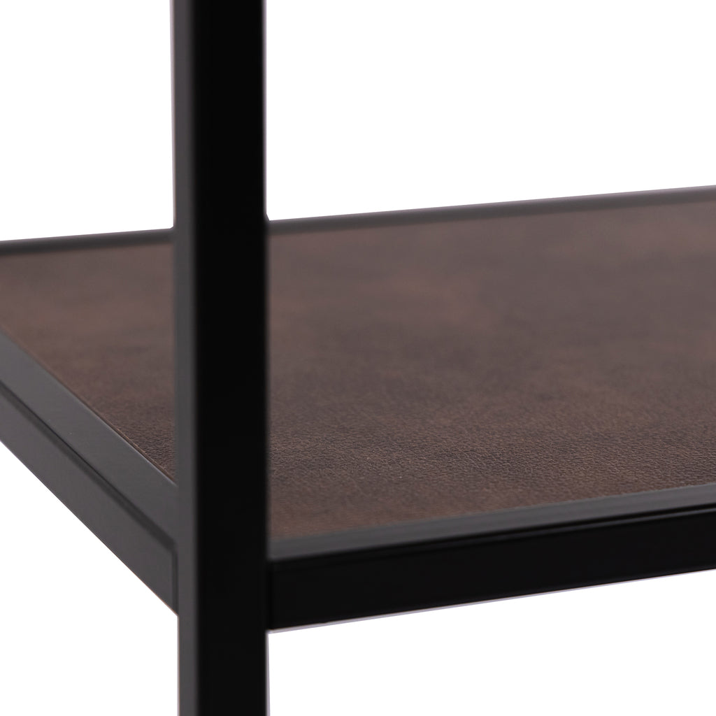 Vakkenkast 'Guus' 120 x 200cm, kleur zwart / lederlook bruin