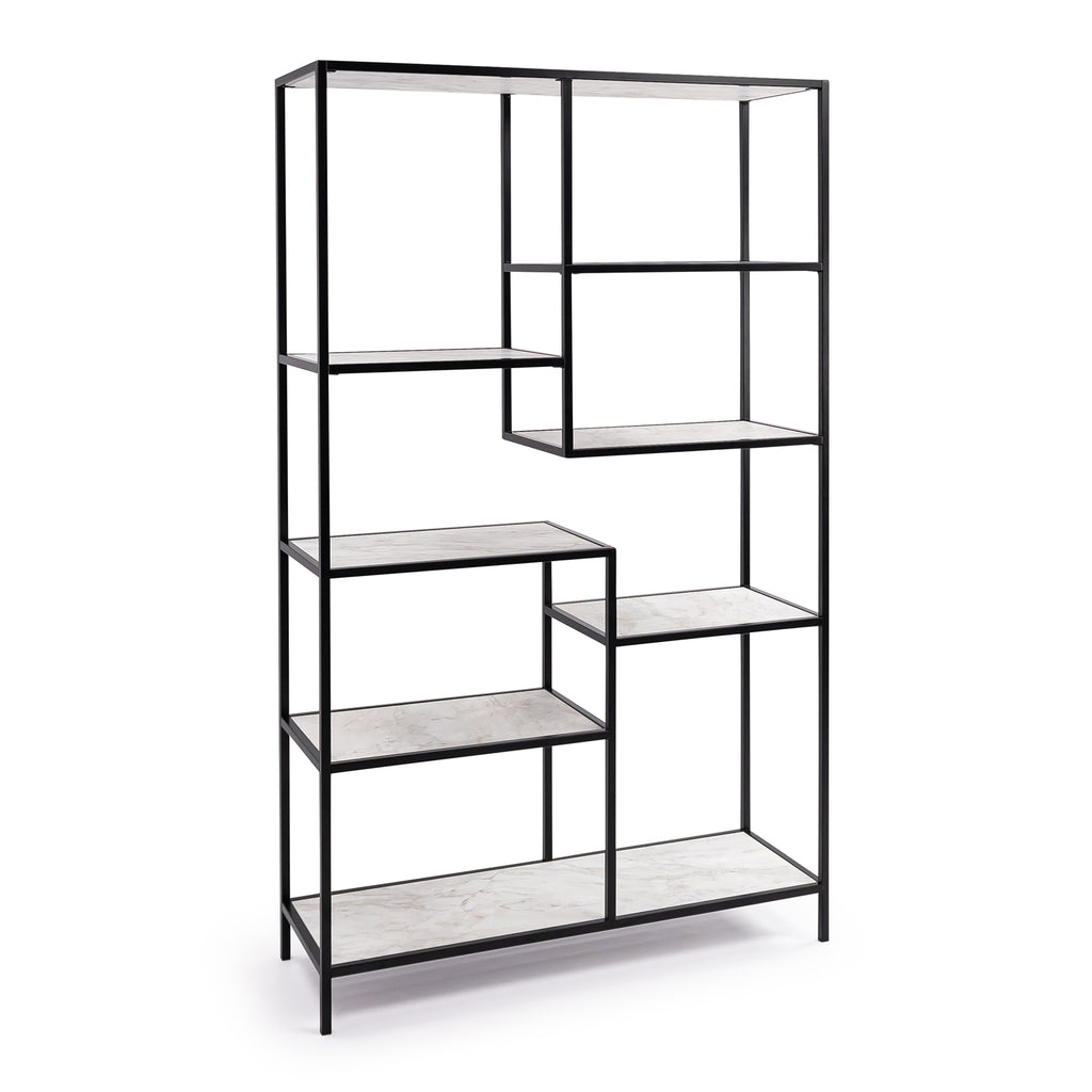 Vakkenkast 'Guus' 120 x 200cm, kleur zwart / wit marmer