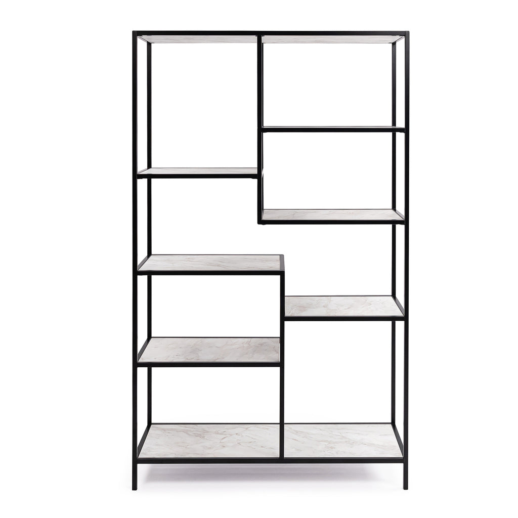 Vakkenkast 'Guus' 120 x 200cm, kleur zwart / wit marmer