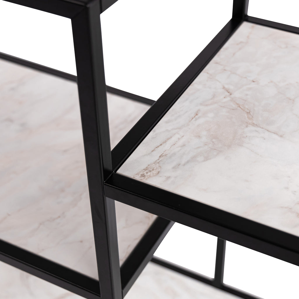 Vakkenkast 'Guus' 120 x 200cm, kleur zwart / wit marmer