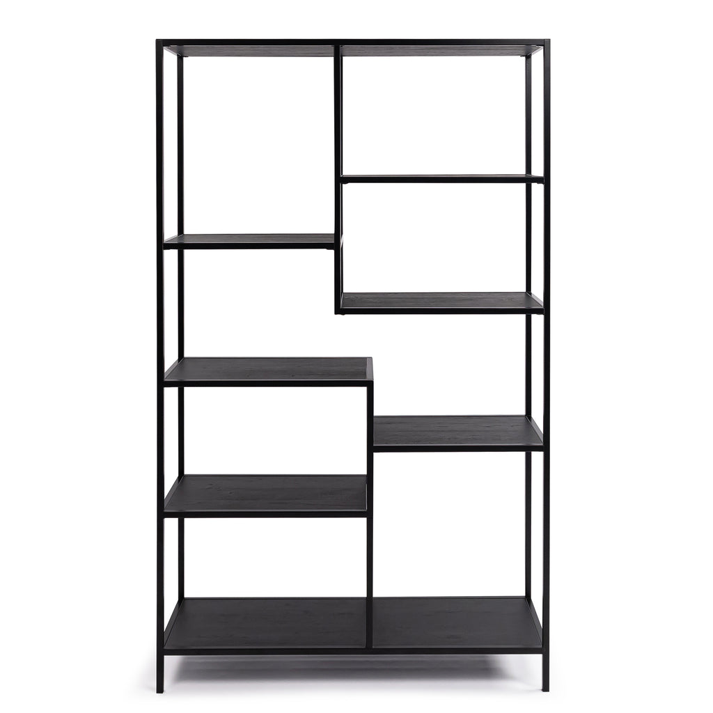 Vakkenkast 'Guus' 120 x 200cm, kleur zwart / zwart eiken