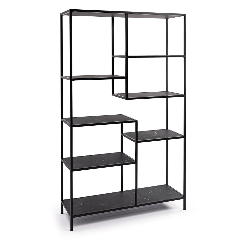 Vakkenkast 'Guus' 120 x 200cm, kleur zwart / zwart marmer