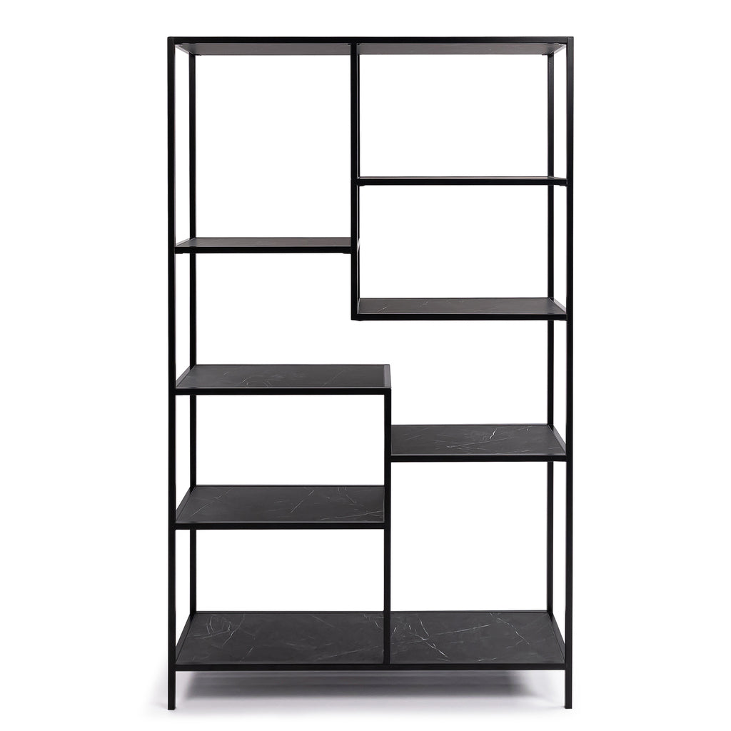 Vakkenkast 'Guus' 120 x 200cm, kleur zwart / zwart marmer