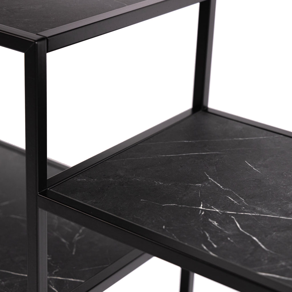 Vakkenkast 'Guus' 120 x 200cm, kleur zwart / zwart marmer