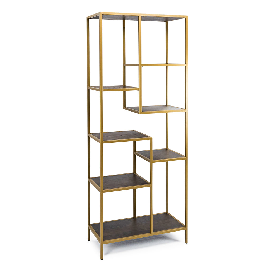 Vakkenkast 'Guus' 80 x 200cm, kleur goud / bruin hout