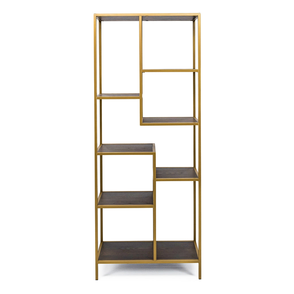 Vakkenkast 'Guus' 80 x 200cm, kleur goud / bruin hout