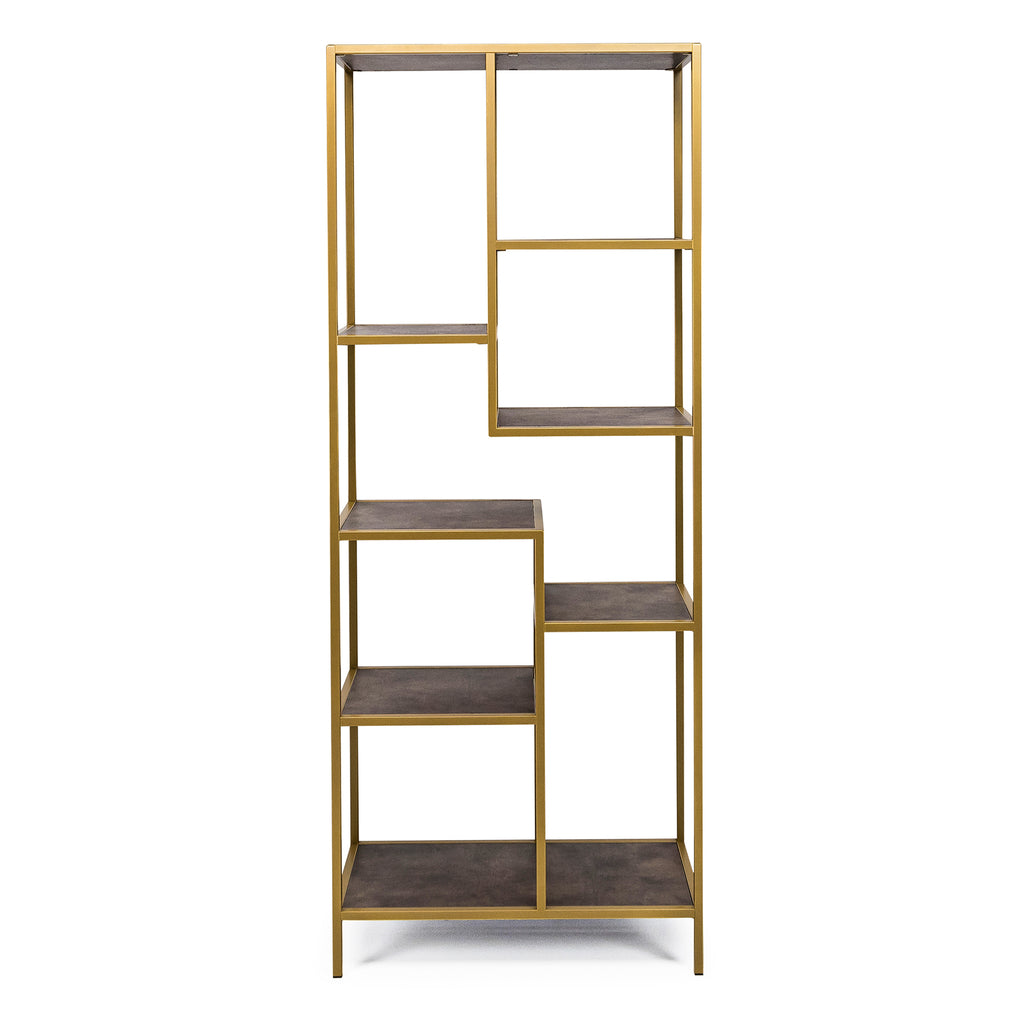 Vakkenkast 'Guus' 80 x 200cm, kleur goud / lederlook bruin