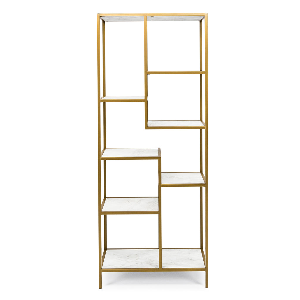 Vakkenkast 'Guus' 80 x 200cm, kleur goud / wit marmer