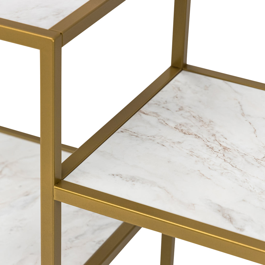 Vakkenkast 'Guus' 80 x 200cm, kleur goud / wit marmer